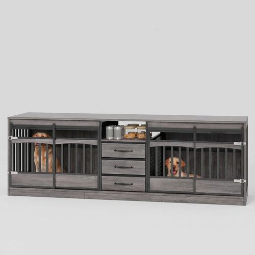Double Dog Crate Furniture with Storage