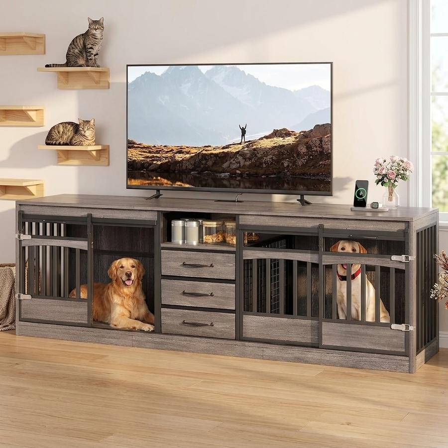 Double Dog Crate Furniture with Storage