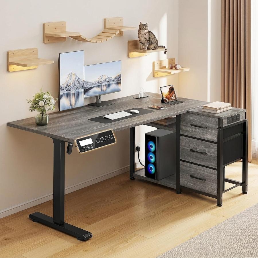 47-Inch L-Shaped Electric Standing Desk
